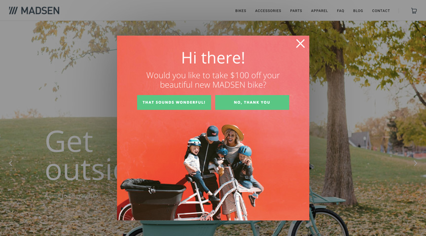 ecommerce popups madsen