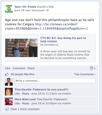 “Save on Foods”在Facebook上发布的一篇文章