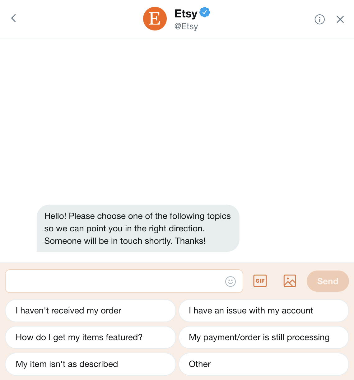 Etsy Social media Chatbot