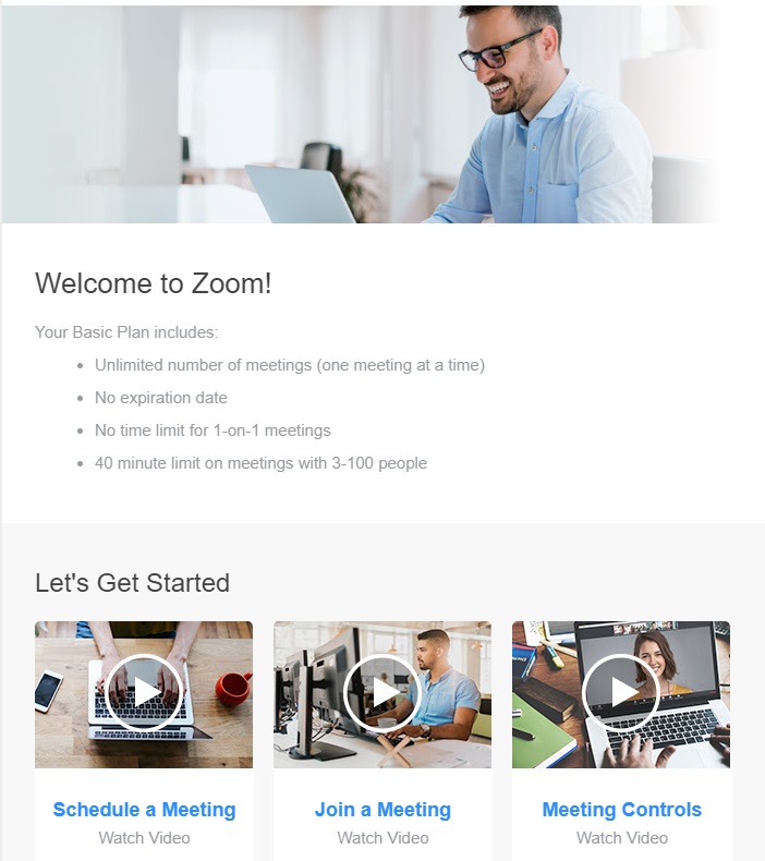 Zoom Welcome Email