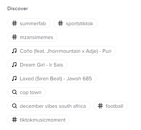 TikTok Discover hashtags