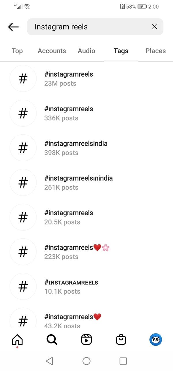 Instagram hashtags