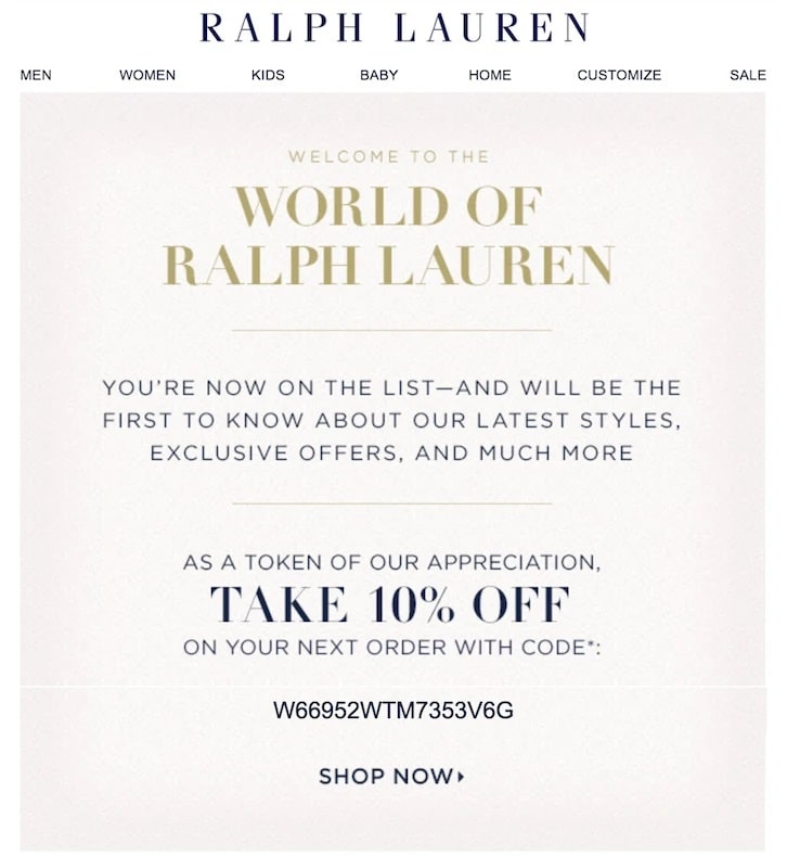 拉尔夫•劳伦(Ralph Lauren)新员工培训的邮件
