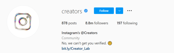 Instagram Creators verification badge