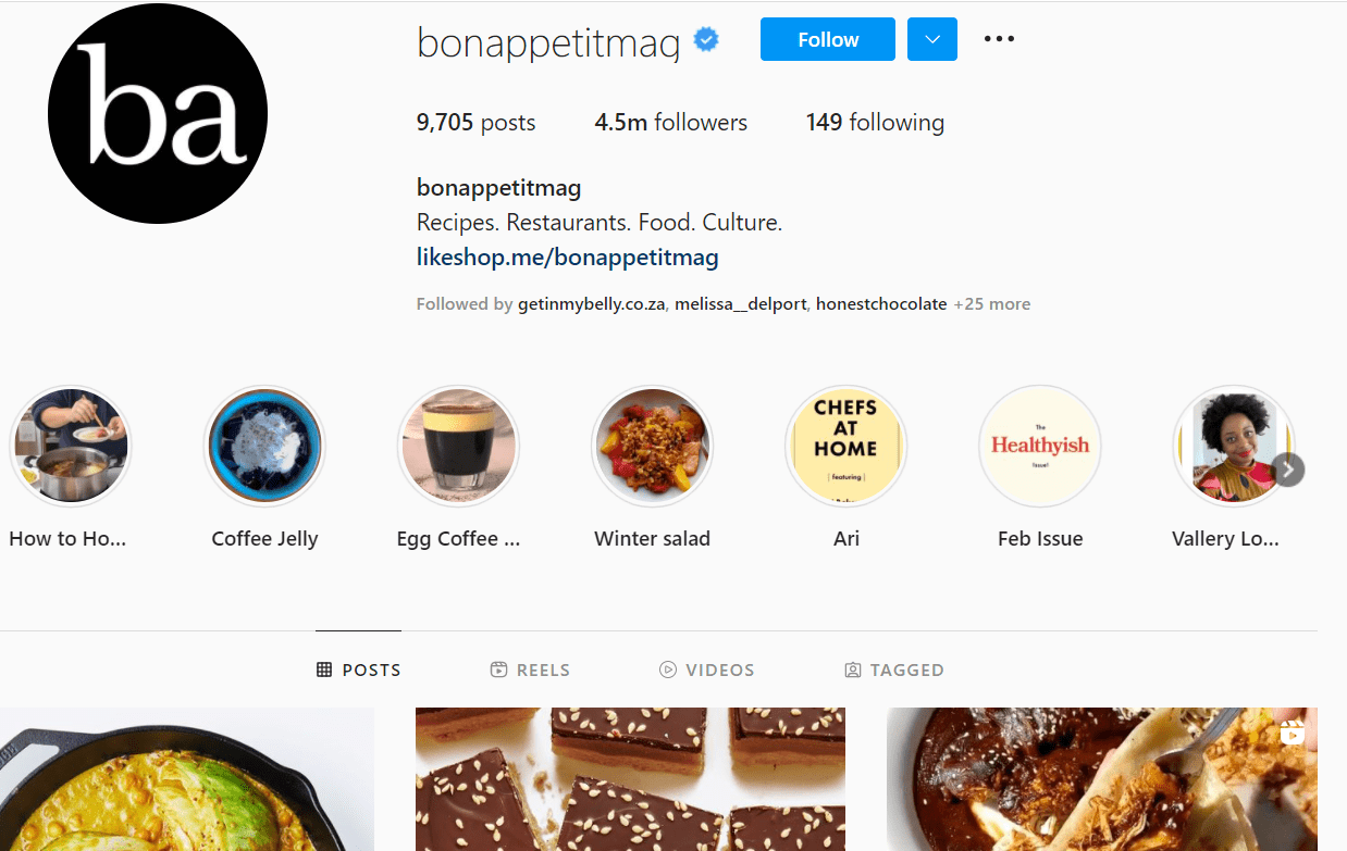 Bon Appetit food Instagram