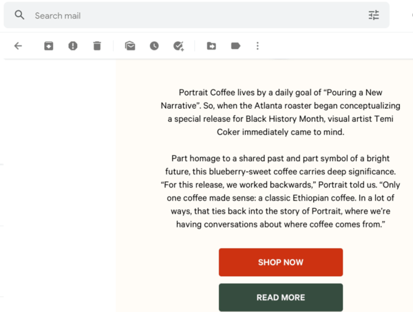 Trade Coffee email blast