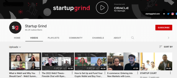 Startup grind YouTube