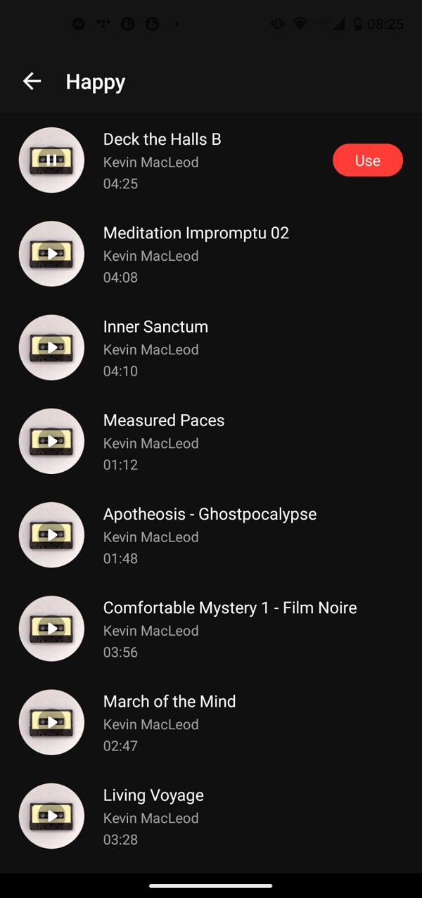 Tempo choose music